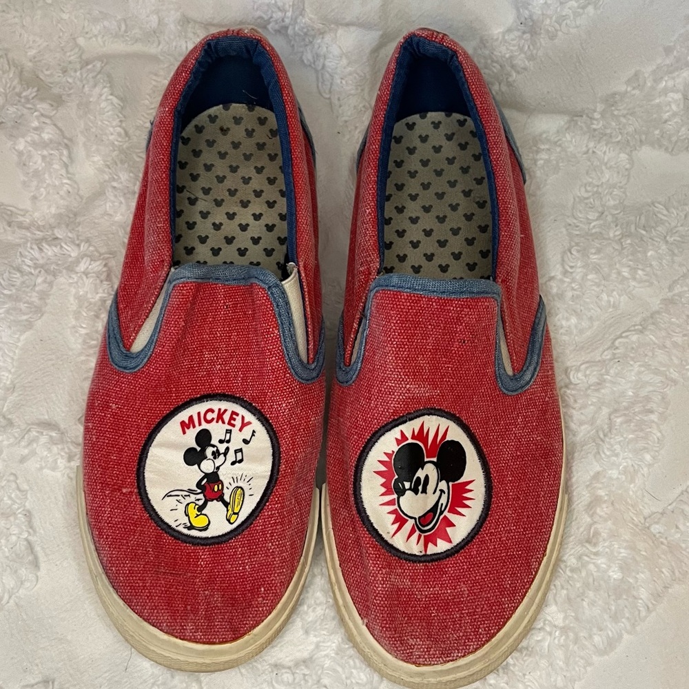 Disney X Junk Food Womens Mickey Mouse Shoes Sz 4 Slip on Red White Blue